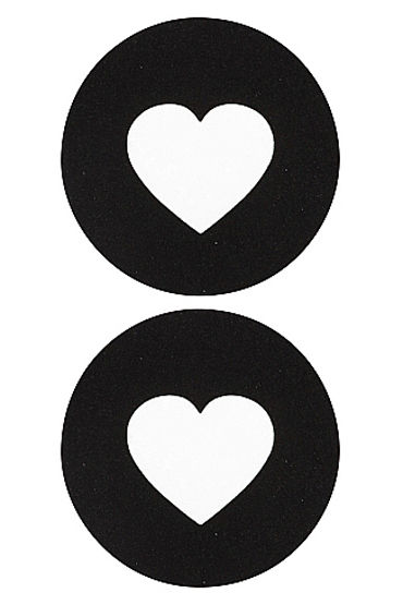 Shots Toys Nipple Sticker Round Open Hearts, черные, Пэстисы в форме кругов, с отверстиями в форме сердечек Shots Toys Nipple Sticker Round Open Hearts, черные, Пэстисы в форме кругов, с отверстиями в форме сердечек