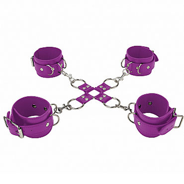 Shots Toys Leather Hand And Leg cuffs, фиолетовый - фото, отзывы Shots Toys Leather Hand And Leg cuffs, фиолетовый - фото, отзывы