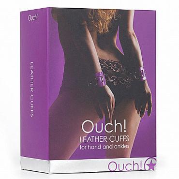 Shots Toys Leather Cuffs, фиолетовый - Кожаные наручники - купить в секс шопе Shots Toys Leather Cuffs, фиолетовый - Кожаные наручники - купить в секс шопе