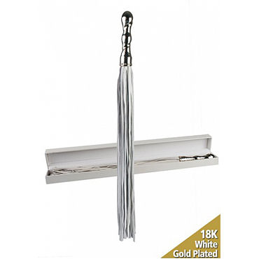 Shots Toys Luxury Whip, черная, Многохвостая плеть, с золотой рукояткой Shots Toys Luxury Whip, черная, Многохвостая плеть, с золотой рукояткой