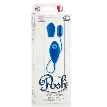 California Exotic Posh 10-Function Silicone Pleasure Packs, синее - Виброяйцо с насадкой - купить в секс шопе California Exotic Posh 10-Function Silicone Pleasure Packs, синее - Виброяйцо с насадкой - купить в секс шопе
