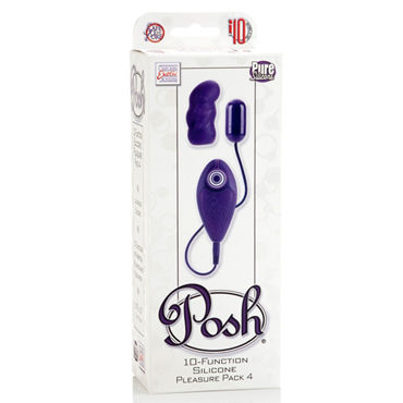 California Exotic Posh 10-Function Silicone Pleasure Packs, фиолетовое - Виброяйцо с насадкой - купить в секс шопе California Exotic Posh 10-Function Silicone Pleasure Packs, фиолетовое - Виброяйцо с насадкой - купить в секс шопе