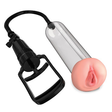 Pipedream Pump Worx Beginners Pussy Pump - Вакуумная помпа с мастурбатором, для начинающих - купить в секс шопе Pipedream Pump Worx Beginners Pussy Pump - Вакуумная помпа с мастурбатором, для начинающих - купить в секс шопе