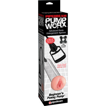 Pipedream Pump Worx Beginners Pussy Pump, Вакуумная помпа с мастурбатором, для начинающих Pipedream Pump Worx Beginners Pussy Pump, Вакуумная помпа с мастурбатором, для начинающих