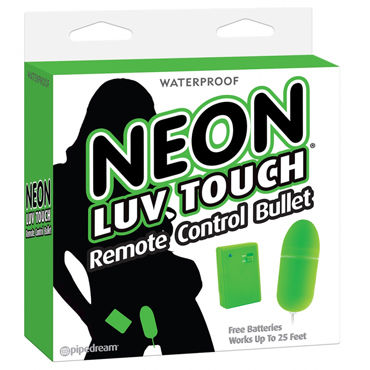 Pipedream Neon Luv Touch Remote Control Bullet, зеленое, Виброяйцо на дистанционном управлении Pipedream Neon Luv Touch Remote Control Bullet, зеленое, Виброяйцо на дистанционном управлении