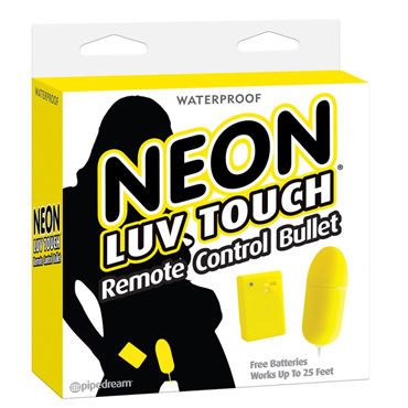 Pipedream Neon Luv Touch Remote Control Bullet, желтое, Виброяйцо на дистанционном управлении Pipedream Neon Luv Touch Remote Control Bullet, желтое, Виброяйцо на дистанционном управлении