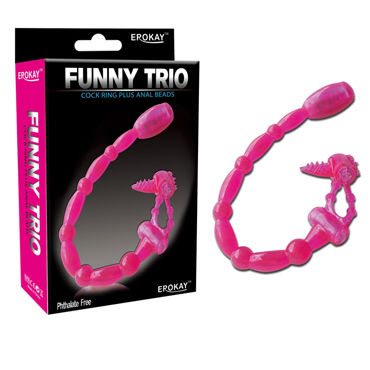 Erokay Funny Trio, Эрекционное кольцо с анальной цепочкой Erokay Funny Trio, Эрекционное кольцо с анальной цепочкой