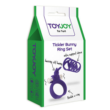 Toy Joy Tickler Bunny Ring Set, фиолетовый, Набор из насадки и виброкольца на пенис и другие товары Toy Joy с фото Toy Joy Tickler Bunny Ring Set, фиолетовый, Набор из насадки и виброкольца на пенис и другие товары Toy Joy с фото