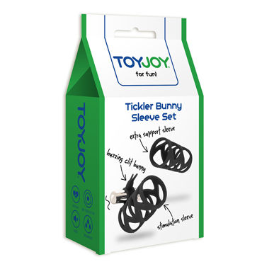 Toy Joy Tickler Bunny Sleeve Set, черный, Набор из двух насадок на пенис и другие товары Toy Joy с фото Toy Joy Tickler Bunny Sleeve Set, черный, Набор из двух насадок на пенис и другие товары Toy Joy с фото