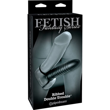 Pipedream Ribbed Double Trouble, Безремневый страпон для двойного проникновения Pipedream Ribbed Double Trouble, Безремневый страпон для двойного проникновения