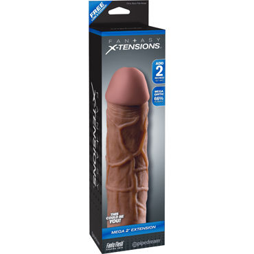 Pipedream Fantasy X-tensions Mega 2" Extension, коричневая, Удлиняющая насадка на 5см Pipedream Fantasy X-tensions Mega 2" Extension, коричневая, Удлиняющая насадка на 5см