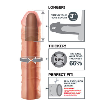 Pipedream Fantasy X-tensions Mega 3" Extension, телесная - Удлиняющая насадка на 7,5см - купить в секс шопе Pipedream Fantasy X-tensions Mega 3" Extension, телесная - Удлиняющая насадка на 7,5см - купить в секс шопе
