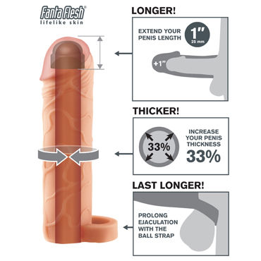 Pipedream Fantasy X-tensions Perfect 1" Extension with Ball Strap, телесная - Удлиняющая насадка на 2,5см с петлей для мошонки - купить в секс шопе Pipedream Fantasy X-tensions Perfect 1" Extension with Ball Strap, телесная - Удлиняющая насадка на 2,5см с петлей для мошонки - купить в секс шопе