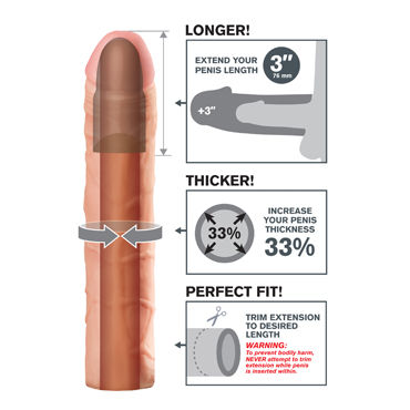 Pipedream Fantasy X-tensions Perfect 3" Extension, телесная - Удлиняющая насадка на 7,5см - купить в секс шопе Pipedream Fantasy X-tensions Perfect 3" Extension, телесная - Удлиняющая насадка на 7,5см - купить в секс шопе