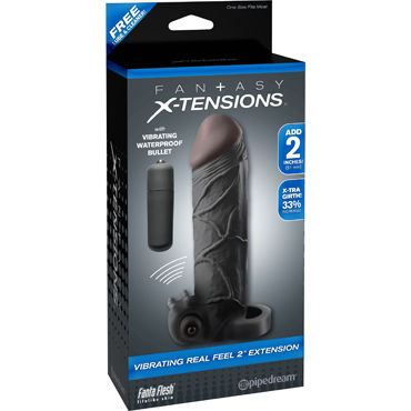 Pipedream Fantasy X-tensions Vibrating Real Feel 2" Extension, черная, Удлиняющая насадка на 5см с вибрацией Pipedream Fantasy X-tensions Vibrating Real Feel 2" Extension, черная, Удлиняющая насадка на 5см с вибрацией