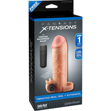 Pipedream Fantasy X-tensions Vibrating Real Feel 1" Extension, телесная, Удлиняющая насадка на 2,5см с вибрацией Pipedream Fantasy X-tensions Vibrating Real Feel 1" Extension, телесная, Удлиняющая насадка на 2,5см с вибрацией