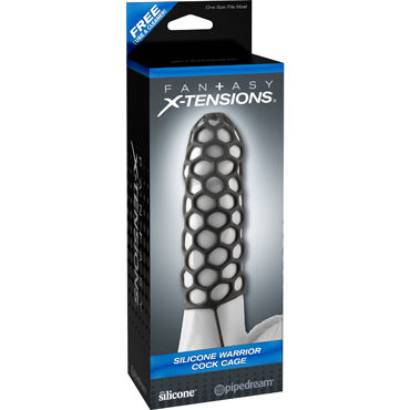 Pipedream Fantasy X-tensions Silicone Warrior Cock Cage, Ажурная насадка на пенис Pipedream Fantasy X-tensions Silicone Warrior Cock Cage, Ажурная насадка на пенис