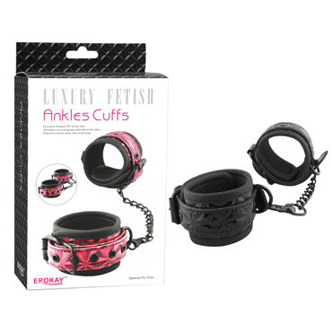 Erokay Ancles Cuffs, черные, Кандалы с фактурным узором Erokay Ancles Cuffs, черные, Кандалы с фактурным узором