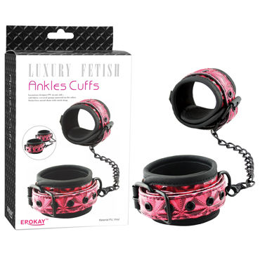 Erokay Ancles Cuffs, красные, Кандалы с фактурным узором Erokay Ancles Cuffs, красные, Кандалы с фактурным узором
