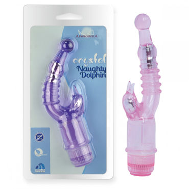 Howells Aphrodisia Crystal Stimulator Naughty Dolphin, розовый, Вибратор с клиторальным стимулятором Howells Aphrodisia Crystal Stimulator Naughty Dolphin, розовый, Вибратор с клиторальным стимулятором