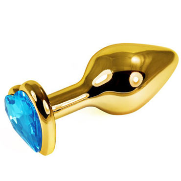 LoveToys Анальная втулка, золотая, С голубым кристаллом в форме сердца LoveToys Анальная втулка, золотая, С голубым кристаллом в форме сердца