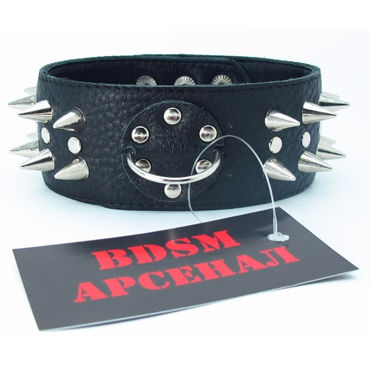 BDSM Арсенал ошейник с длинными шипами и кольцом, черный - фото, отзывы BDSM Арсенал ошейник с длинными шипами и кольцом, черный - фото, отзывы