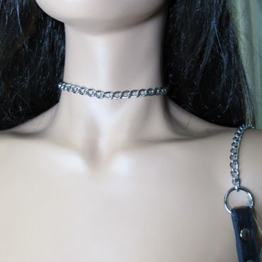 BDSM Арсенал поводок с кожаной петлей, 85см - С карабином - купить в секс шопе BDSM Арсенал поводок с кожаной петлей, 85см - С карабином - купить в секс шопе