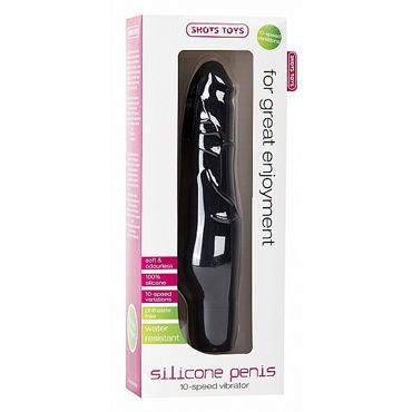 Shots Toys Silicone Penis, черный - Вибратор реалистичной формы - купить в секс шопе Shots Toys Silicone Penis, черный - Вибратор реалистичной формы - купить в секс шопе