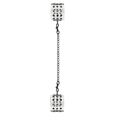 Shots Toys Bad Romance Translucent Leg Cuffs with Metal Nails, белые, Оковы с шипами Shots Toys Bad Romance Translucent Leg Cuffs with Metal Nails, белые, Оковы с шипами