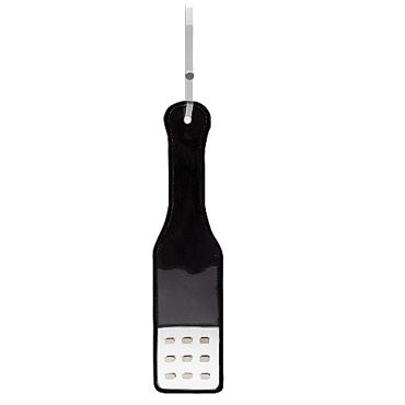 Shots Toys Bad Romance Translucent Paddle with Black Stripes, черно-белый, Пэддл с металлическими заклепками Shots Toys Bad Romance Translucent Paddle with Black Stripes, черно-белый, Пэддл с металлическими заклепками
