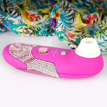 Womanizer W100, розовый с рисунком - Вакуумный стимулятор клитора, инкрустированый кристаллами Swarovski - купить в секс шопе Womanizer W100, розовый с рисунком - Вакуумный стимулятор клитора, инкрустированый кристаллами Swarovski - купить в секс шопе