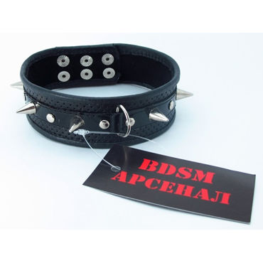 BDSM Арсенал ошейник с кольцом для поводка, черный - фото, отзывы BDSM Арсенал ошейник с кольцом для поводка, черный - фото, отзывы