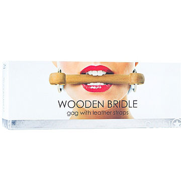 Ouch! Wooden Bridle, с белым ремешком - Кляп в форме палочки - купить в секс шопе Ouch! Wooden Bridle, с белым ремешком - Кляп в форме палочки - купить в секс шопе