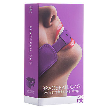 Ouch! Brace Ball Gag, фиолетовый - Кляп с кожаным воротником - купить в секс шопе Ouch! Brace Ball Gag, фиолетовый - Кляп с кожаным воротником - купить в секс шопе
