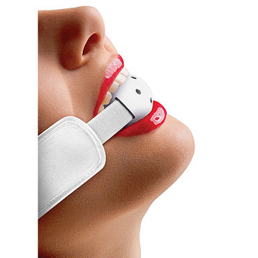 Ouch! Brace Ball Gag, белый, Кляп с кожаным воротником Ouch! Brace Ball Gag, белый, Кляп с кожаным воротником