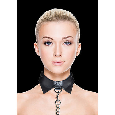 Ouch! Exclusive Collar & Leash, черный, Ошейник-воротник с поводком Ouch! Exclusive Collar & Leash, черный, Ошейник-воротник с поводком