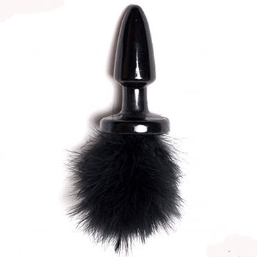 Luxurious Tail Black Bunny, 3,5 см, Анальная пробка с черным хвостиком Luxurious Tail Black Bunny, 3,5 см, Анальная пробка с черным хвостиком