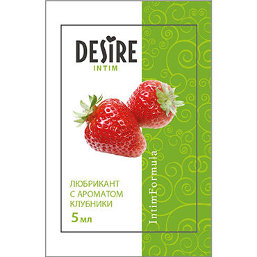 Desire Intim Strawberry, 5 мл, Лубрикант на водной основе с ароматом клубники Desire Intim Strawberry, 5 мл, Лубрикант на водной основе с ароматом клубники