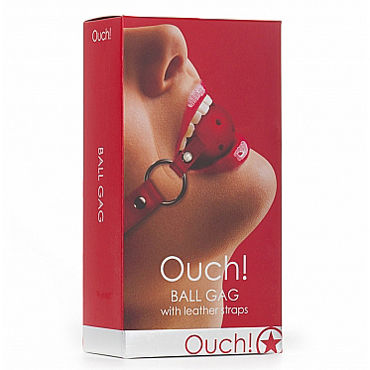 Ouch! Gag Ball, красный - Кляп с отверстиями - купить в секс шопе Ouch! Gag Ball, красный - Кляп с отверстиями - купить в секс шопе