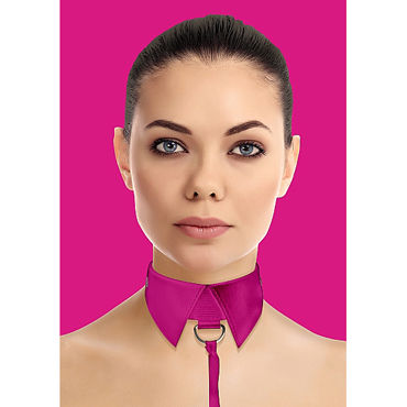 Ouch! Classic Collar with Leash, розовый, Ошейник-воротник с поводком Ouch! Classic Collar with Leash, розовый, Ошейник-воротник с поводком