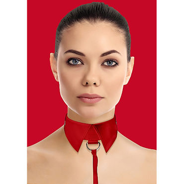 Ouch! Classic Collar with Leash, красный, Ошейник-воротник с поводком Ouch! Classic Collar with Leash, красный, Ошейник-воротник с поводком