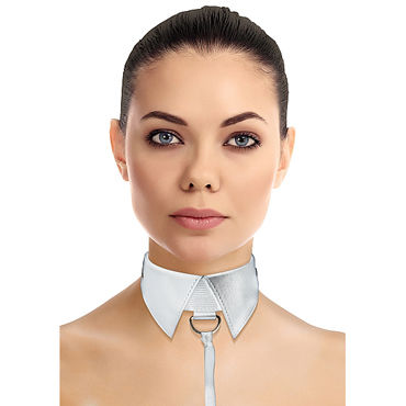 Ouch! Classic Collar with Leash, белый, Ошейник-воротник с поводком Ouch! Classic Collar with Leash, белый, Ошейник-воротник с поводком