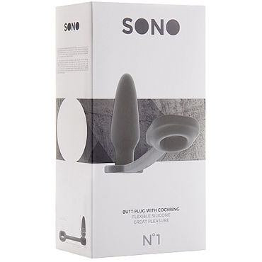 Shots Toys Sono Butt Plug with Cockring №1, серая - фото, отзывы Shots Toys Sono Butt Plug with Cockring №1, серая - фото, отзывы
