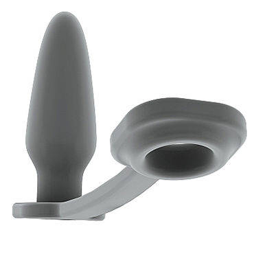 Shots Toys Sono Butt Plug with Cockring №1, серая, Анальная втулка с эрекционным кольцом Shots Toys Sono Butt Plug with Cockring №1, серая, Анальная втулка с эрекционным кольцом