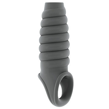 Shots Toys Sono Dong Extension №21, серая, Насадка на пенис с открытой головкой Shots Toys Sono Dong Extension №21, серая, Насадка на пенис с открытой головкой
