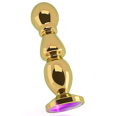 Shots toys Rich Gold Plug Purple Sapphire R2, Анальная пробка со стразом Shots toys Rich Gold Plug Purple Sapphire R2, Анальная пробка со стразом