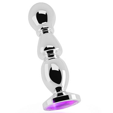 Shots toys Rich Silver Plug Purple Sapphire R2, Анальная пробка со стразом Shots toys Rich Silver Plug Purple Sapphire R2, Анальная пробка со стразом