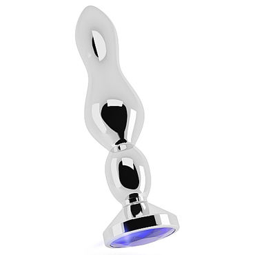 Shots toys Rich Silver Plug Purple Sapphire R4, Анальная пробка со стразом Shots toys Rich Silver Plug Purple Sapphire R4, Анальная пробка со стразом