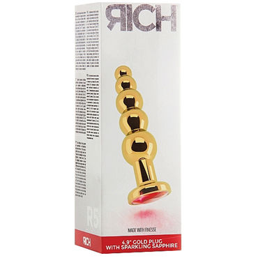 Shots toys Rich Gold Plug Red Sapphire R5 - Анальная елочка со стразом - купить в секс шопе Shots toys Rich Gold Plug Red Sapphire R5 - Анальная елочка со стразом - купить в секс шопе