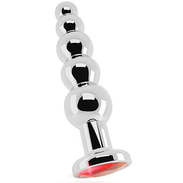 Shots toys Rich Silver Plug Red Sapphire R5, Анальная пробка со стразом Shots toys Rich Silver Plug Red Sapphire R5, Анальная пробка со стразом